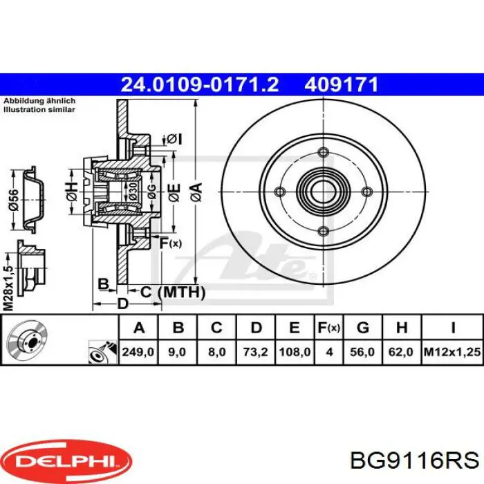 BG9116RS Delphi disco de freno trasero