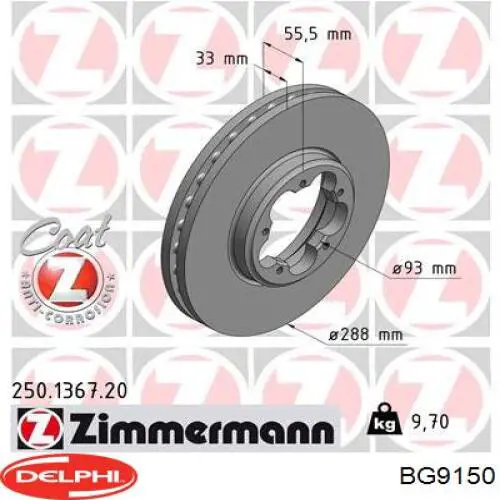 Comprar BG9150 Delphi Freno de disco delantero