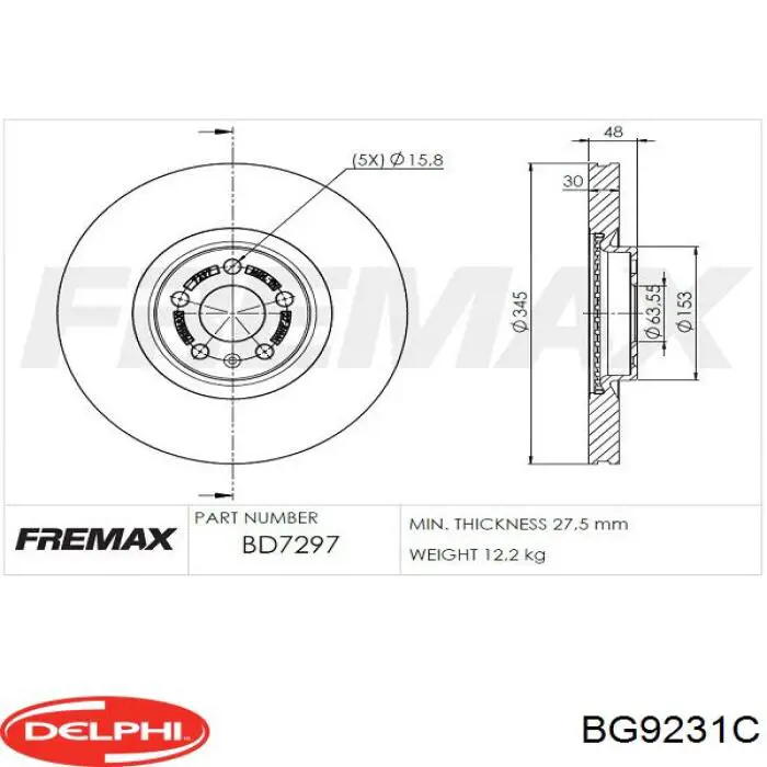 BG9231C Delphi freno de disco delantero