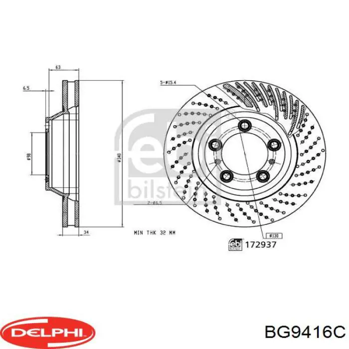 99135140401 Porsche freno de disco delantero