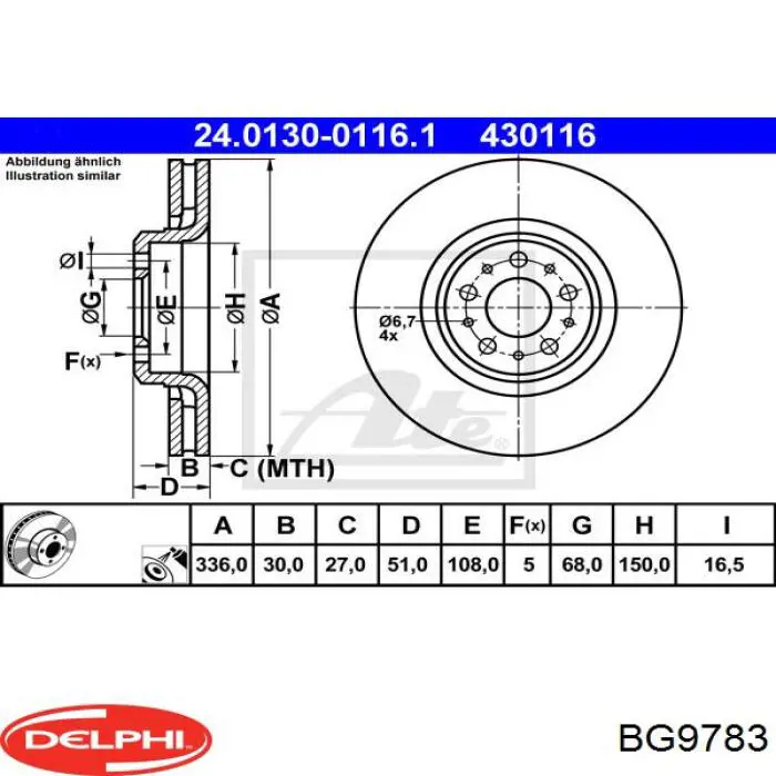 BG9783 Delphi freno de disco delantero