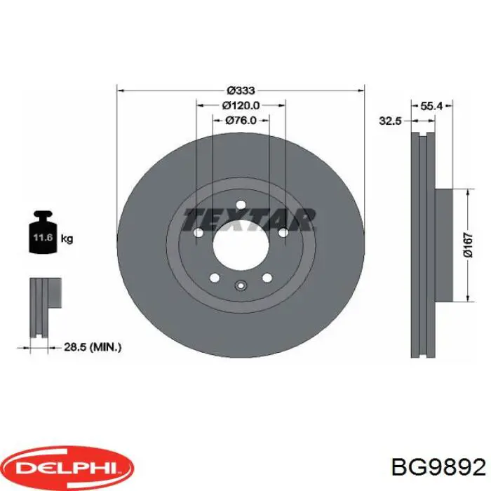 BG9892 Delphi freno de disco delantero