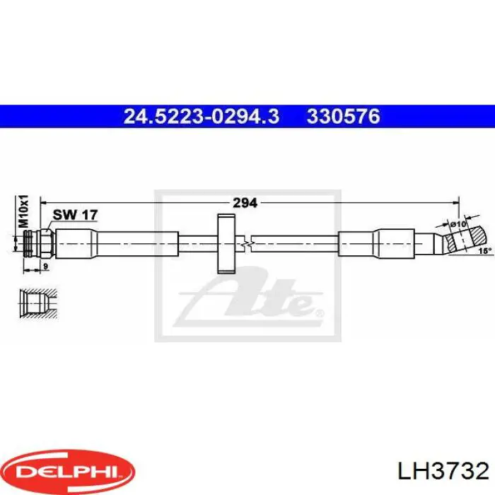 LH3732 Delphi latiguillo de freno trasero