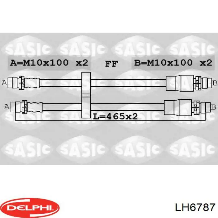 LH6787 Delphi tubo flexible de frenos trasero