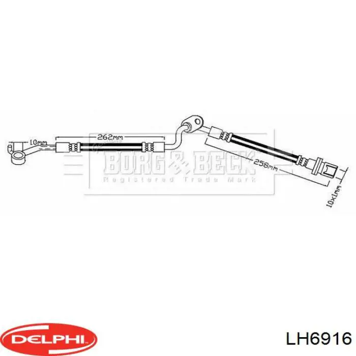 LH6916 Delphi tubo flexible de frenos delantero derecho