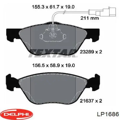LP1686 Delphi pastillas de freno delanteras