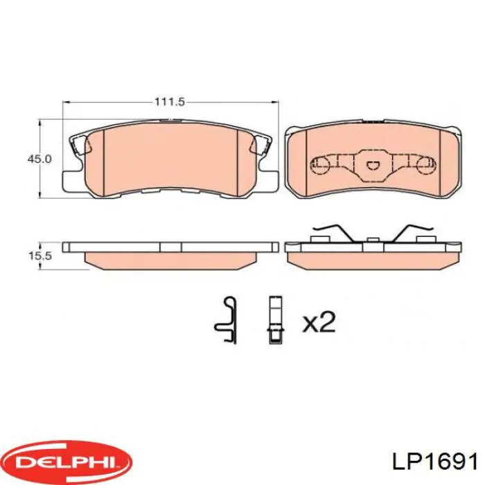 Pastillas de freno traseras LP1691 Delphi