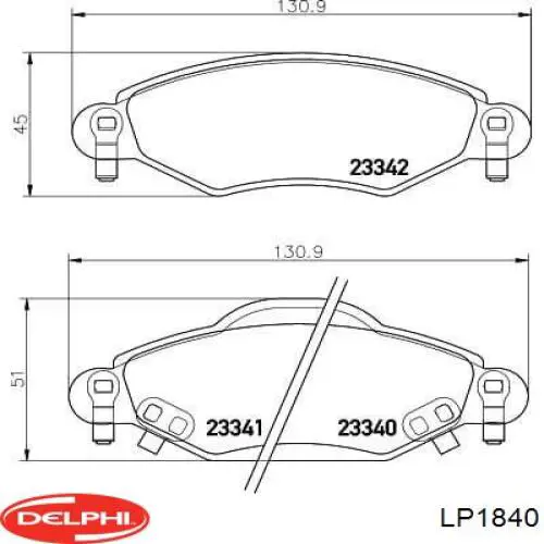LP1840 Delphi pastillas de freno delanteras