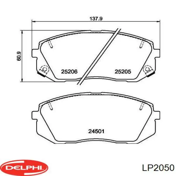 Pastillas de freno delanteras Delphi LP2050