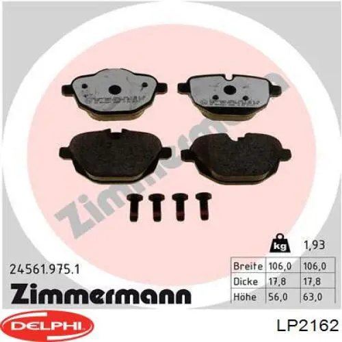 Comprar LP2162 Delphi Pastillas de freno traseras