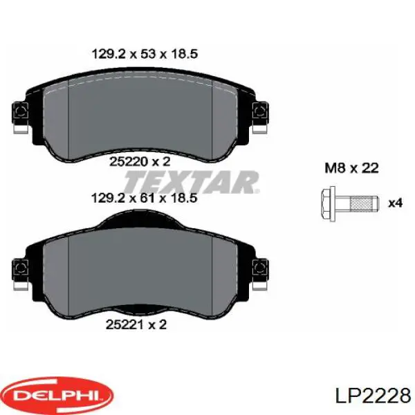 Comprar LP2228 Delphi Pastillas delanteras de freno