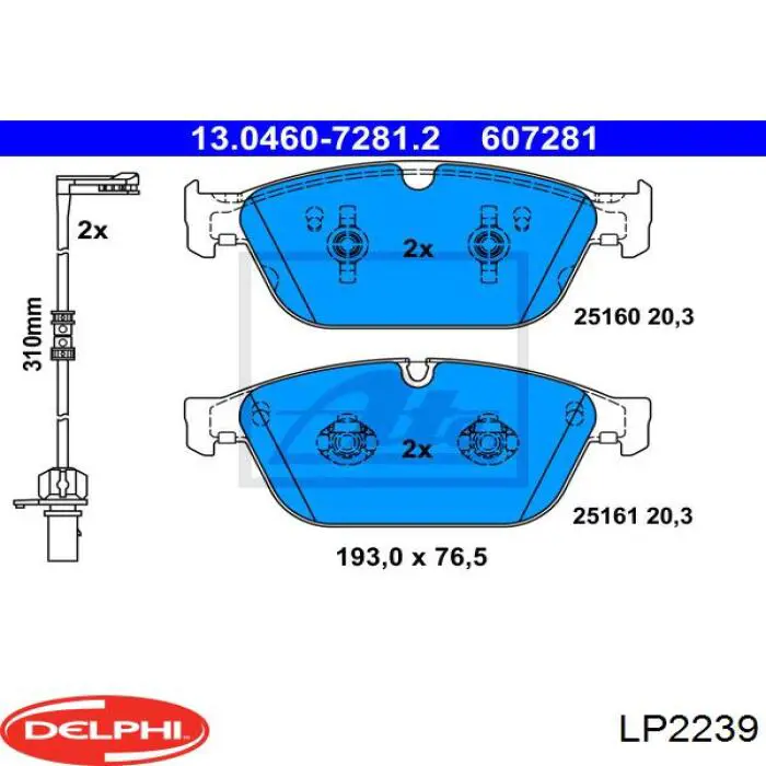LP2239 Delphi pastillas de freno delanteras