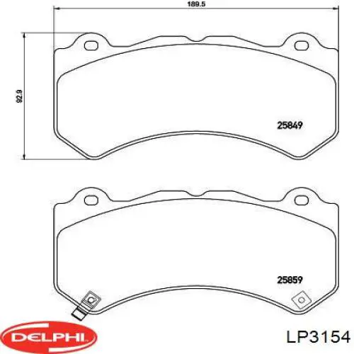 LP3154 Delphi pastillas de freno delanteras