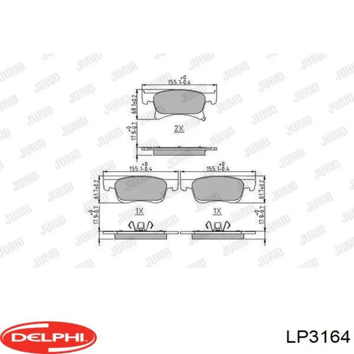 LP3164 Delphi pastillas de freno delanteras