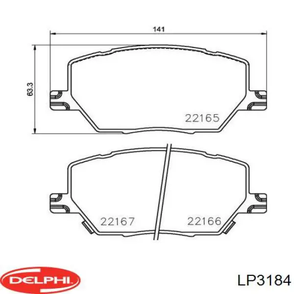 LP3184 Delphi pastillas de freno delanteras