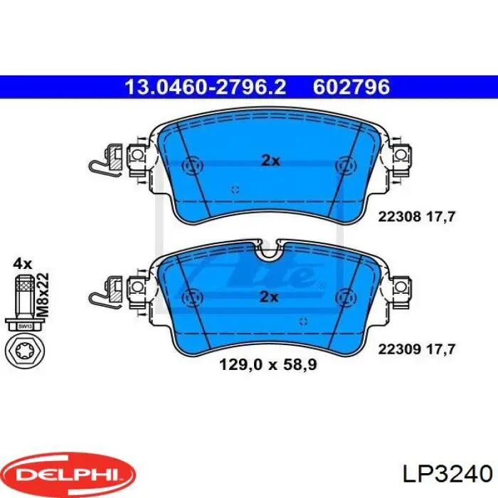 LP3240 Delphi pastillas de freno traseras