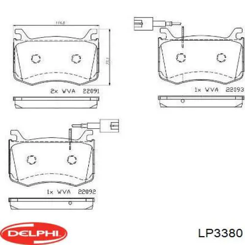 LP3380 Delphi pastillas de freno delanteras