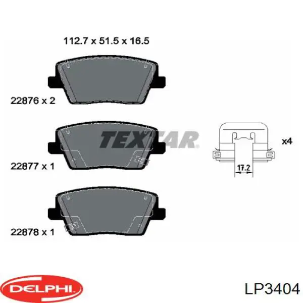 LP3404 Delphi zapatas de frenos de tambor traseras