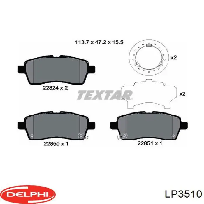 LP3510 Delphi pastillas de freno delanteras