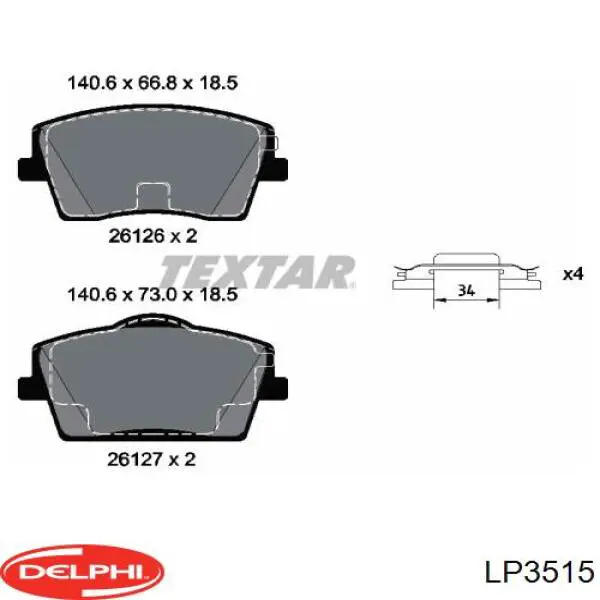Pastillas freno delanteras Delphi LP3515 precio, desde 41,73 EUR