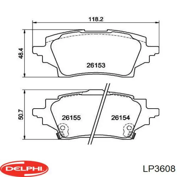 LP3608 Delphi pastillas de freno traseras