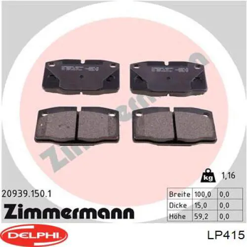 Pastillas freno delanteras Delphi LP415 precio, desde 12,43 EUR