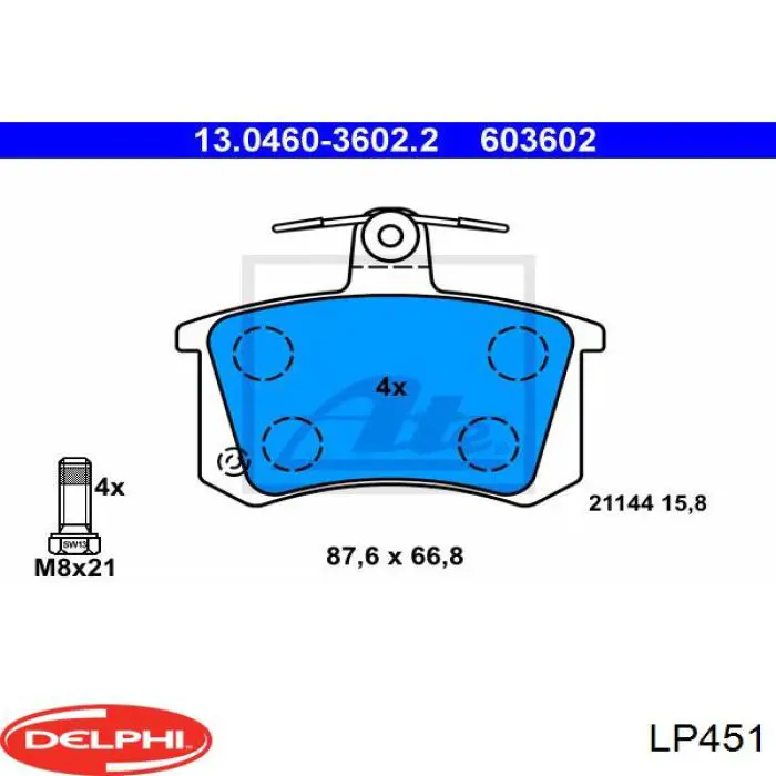 Pastillas traseras de freno Delphi LP451 precio, desde 23,97 EUR