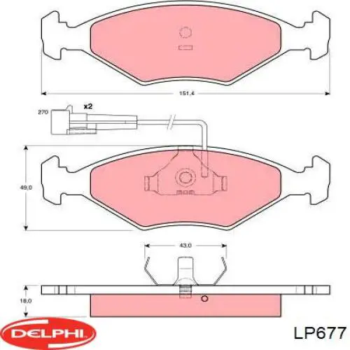 LP677 Delphi pastillas de freno delanteras