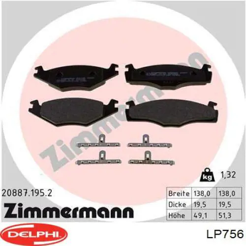 Comprar LP756 Delphi Pastillas delanteras de freno