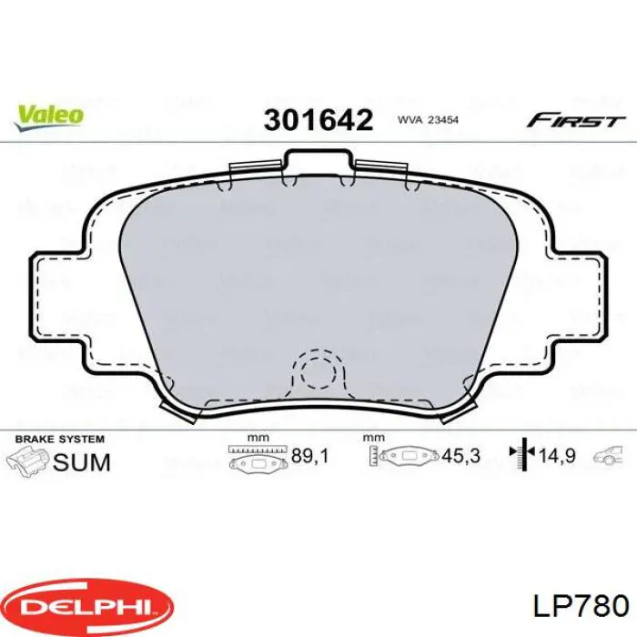 LP780 Delphi pastillas de freno traseras