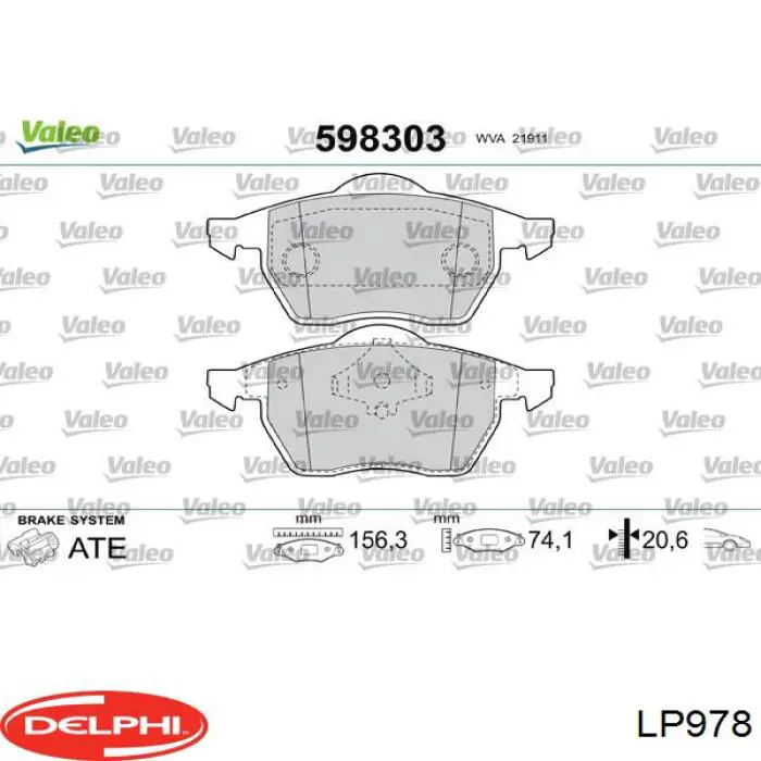 LP978 Delphi pastillas de freno delanteras