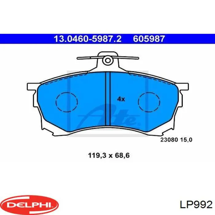 LP992 Delphi pastillas de freno delanteras