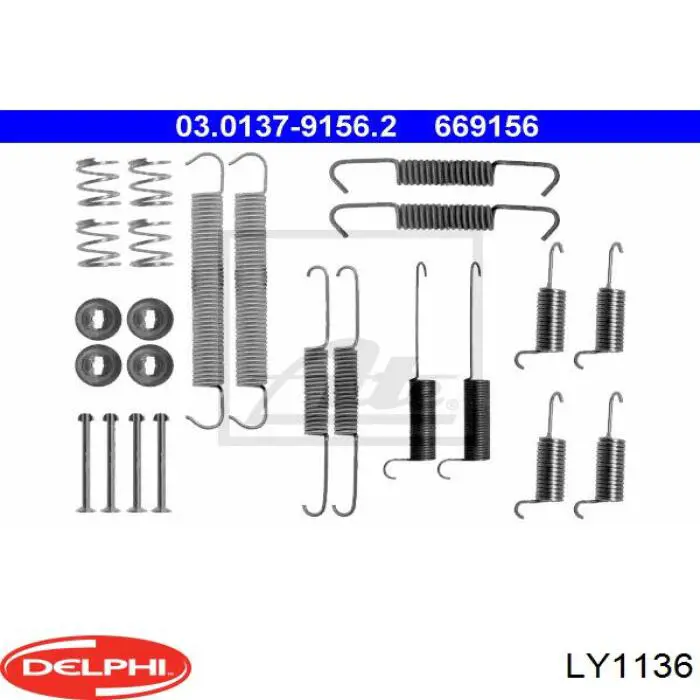 LY1136 Delphi kit de montaje, zapatas de freno traseras