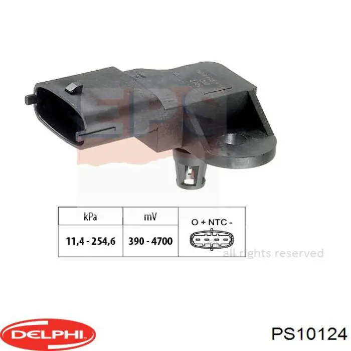PS10124 Delphi sensor de presion de carga (inyeccion de aire turbina)