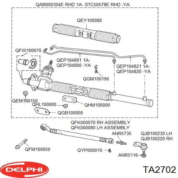 TA2702 Delphi barra de acoplamiento izquierda