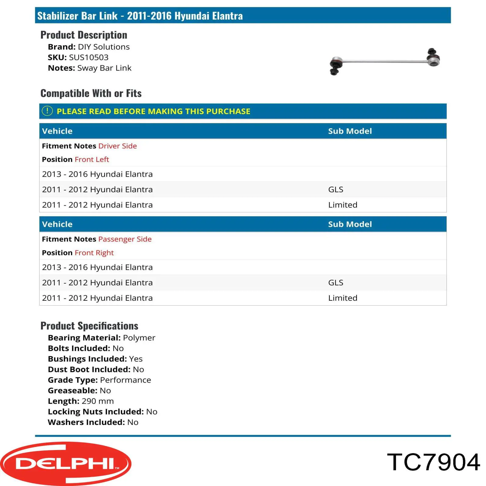 Bieleta estabilizadora delantera 54830J9000 Hyundai/Kia