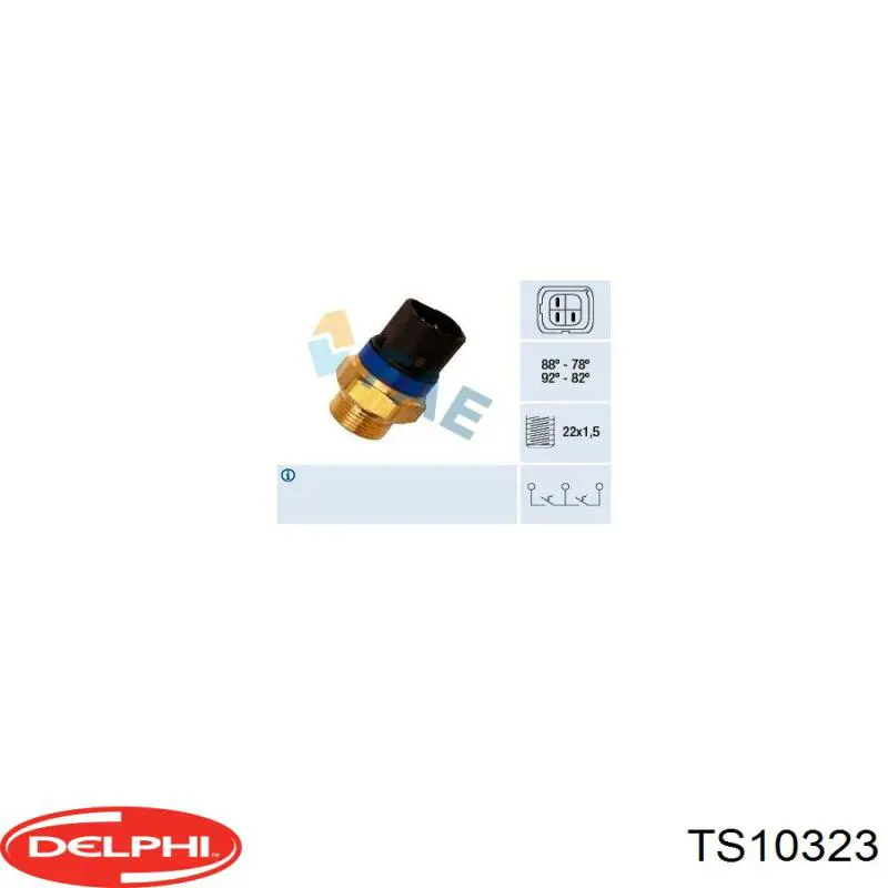 TS10323 Delphi sensor, temperatura del refrigerante (encendido el ventilador del radiador)