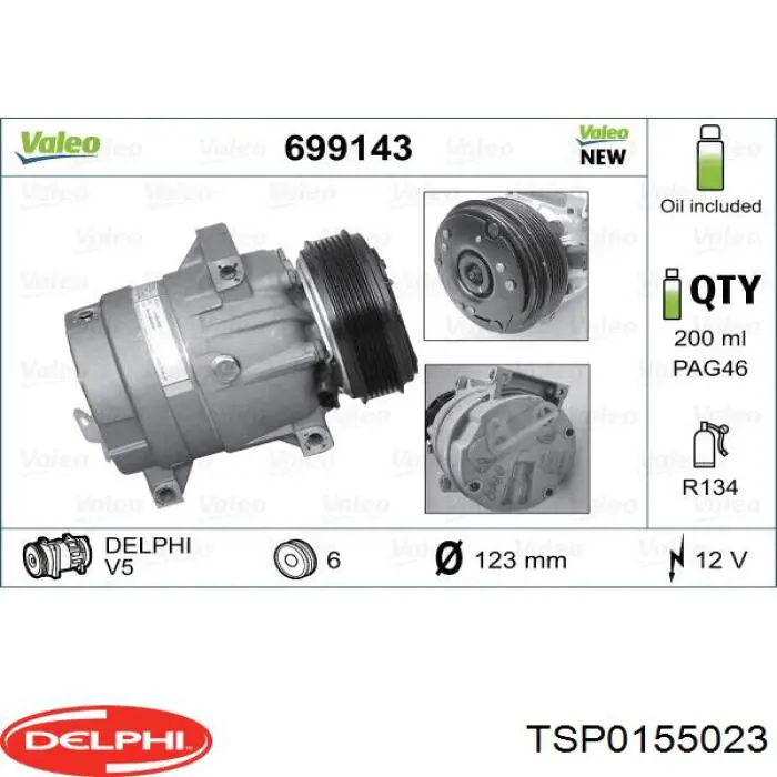TSP0155023 Delphi compresor de aire acondicionado