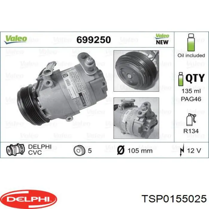 Comprar TSP0155025 Delphi Compresor de aire acondicionado coche