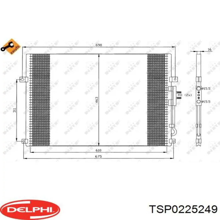 TSP0225249 Delphi condensador aire acondicionado