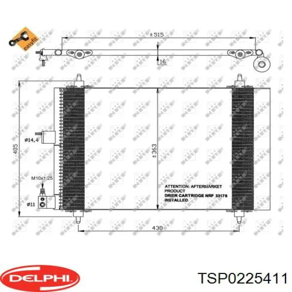 Comprar TSP0225411 Delphi Condensador de aire acondicionado