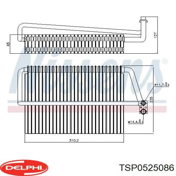 TSP0525086 Delphi evaporador, aire acondicionado
