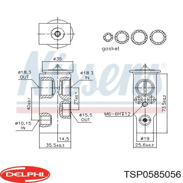 TSP0585056 Delphi válvula de expansión, aire acondicionado