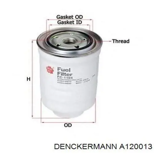 Filtro de combustible A120013 Denckermann