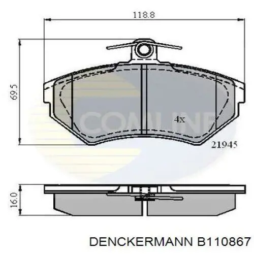 B110867 Denckermann pastillas de freno delanteras