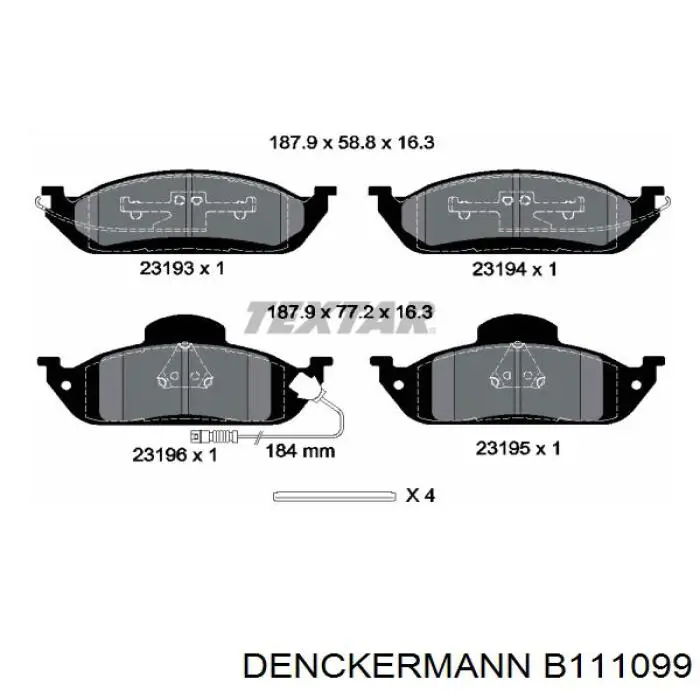 B111099 Denckermann pastillas de freno delanteras