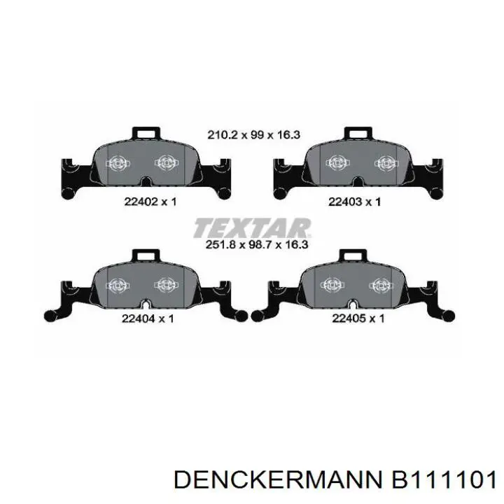 B111101 Denckermann pastillas de freno traseras