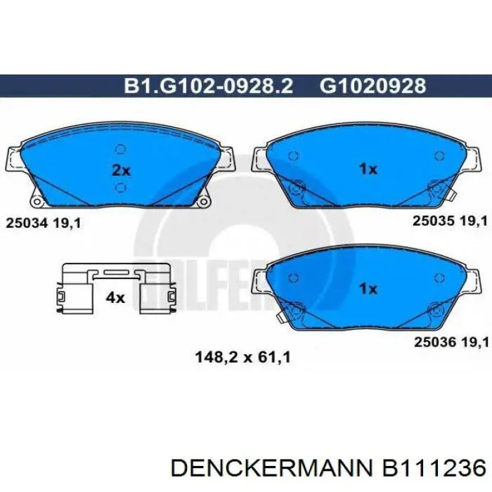 Comprar B111236 Denckermann Pastillas delanteras de freno