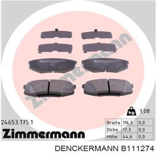 B111274 Denckermann pastillas de freno traseras