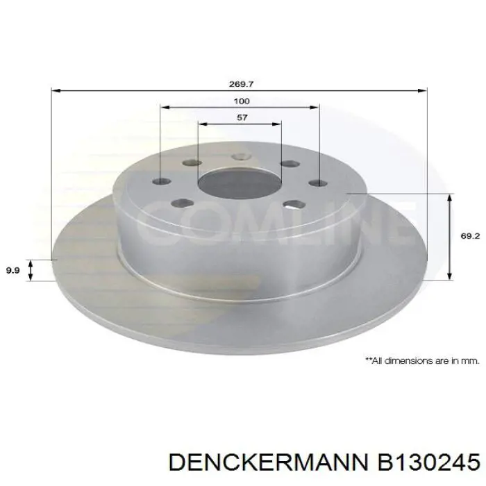 B130245 Denckermann disco de freno trasero